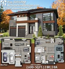 Plan 80937pm Stately 2 Bed Contemporary House Plan With Loft Contemporary House Plans House Plan With Loft Modern House Plans