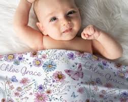 CUSTOM WILDFLOWER CRIB Sheets, Baby Girl Floral Crib Sheets, Personalized  Nursery Bedding, Wildflower Nursery Minky Swaddle New Baby Gift