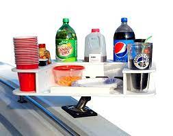 Docktail Butler Marine Food And Cocktail Table Includes Adjustable Folding Rod Holder Mount Large Serving T Rod Holder Accessories Storage Boat Cup Holders