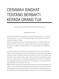 Ceramah Singkat Tentang Berbakti Kepada Orang Tua