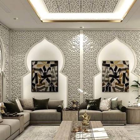 Intérieur marocain contemporain mêlant zellige traditionnel et design moderne — riad réhabilité