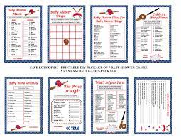Baseball Baby Shower Game Red And Blue Baseball Theme Baby Etsy Baseball Baby Shower Sports Baby Shower Baseball Baby