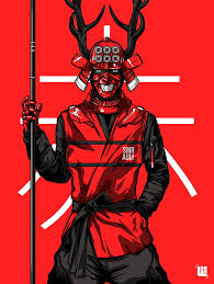 Fug4life dec 15, 2020 @ 6:58am < > Bryan Lie Men Samurai Red Background Coats Masked Staff Horns Hd Wallpaper Wallpaperbetter