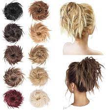 Messy bun for short hair with hair extensions. Feshfen Tousled Updo Messy Hair Bun Hairpiece Fluffy Hair Bun Extensi Ninthavenue Europe