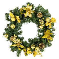 This wreath i made for my uncle, in florida. Gold Wreath 50cm Christmas Decorations Decorated Wreaths Garlands Wreaths Garlands