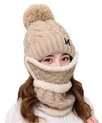 Winter Knit Pom Slouchy Beanie Hat Scarf Mask Set For Women 3 Pieces 13 Taupe Ch188u9xgl2 Slouchy Beanie Hat Winter Knits Beanie Hats
