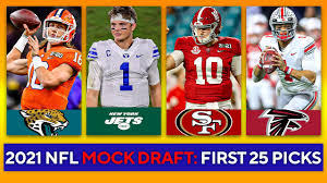 Revision 24 features four trades, highlighted by jax moving up to #4 for penei sewell. 2021 Nfl Mock Draft First 25 Picks Trevor Lawrence Justin Fields Zach Wilson Cbs Sports Hq Youtube