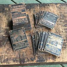Antique Brass Id Plate General Electric Oil Circuit Breaker Vintage Industrial Id Tag Steampunk Brass Name Plate General Electric Plates Antiques