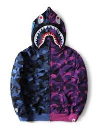 New Mens Camo Bape Shark Jaw Full Hoodie Full Zipper Aape