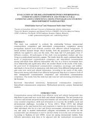 Pdf Evaluation Of The Relationship Between Interpersonal Communication Competence And Intercultural Communication Competence Among Postgraduate Students From Different Nationalities