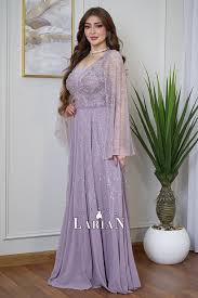 فستان سهره موف ناعم راقي باكمام فراشه وتطريز من الفصوص - لاريان ستور - متجر  لاريان - Larian Store تسوقي أحدث موديلات الفساتين
