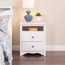 A traditional, rather than a floating, nightstand may. Prepac Monterey White Tall 2 Drawer Nightstand With Open Shelf Walmart Canada