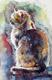 Pin By Ruth Josephson On Art Dogs And Cats Watercolor Cat Cat Painting Cat Art
