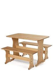 Table made of wood and engineered wood with a black finish and a decorative laminate top Pine Bench Dining Set Studio