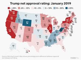Trump Approval Rating By State Map January 2019 Business