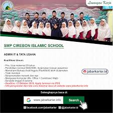 Jadi satu2nya jalan adalah ikut. Lowongan Kerja Admin It Tata Usaha Smp Cirebon Islamic School Lowongan Kerja Terbaru Tahun 2020 Informasi Rekrutmen Cpns Pppk 2020