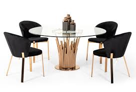 Modrest Paxton Modern Round Glass Rosegold Dining Table Modern Dining Dining Glass Round Dining Table Glass Dining Table Glass Dinning Table