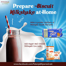 Patanjali Dairy on Twitter: "Enjoy a delicious, homemade Biscuit milkshake! ✅Make a powder mixture of Patanjali Doodh Biscuits. ✅Add sugar and chilled Patanjali Cow milk. Blend it well and your milkshake is