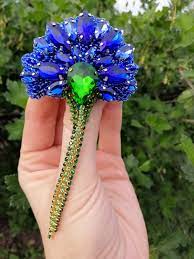 Brooch Cornflower Brosh Znachok Biser Biseropletenie
