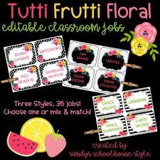 Fruit Floral Classroom Theme Editable Jobs Classroom Themes Classroom Jobs Job Cards