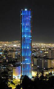 Bogota, car lights, colombia, colombian, colombian flag, colombias tallest building, colors, colpatria tower, john coletti, nightime illumination, office building, torre colpatria. Torre Colpatria The Skyscraper Center