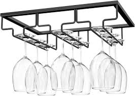 The wine glass racks are designed to hold your fine stemware in a stylish and safe way. Amazon Com Nuovoware Wine Glass Rack Wine Glass Hanger Rack Under Cabinet Stemware Wine Glass Holder Storage Hanger For Bar Kitchen Cabinet 3 Rows Black Home Kitchen