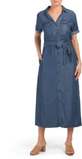 Cuff Sleeve Button Down Utility Midi Dress Day Dresses T J Maxx Midi Dress Cuff Sleeves Dresses