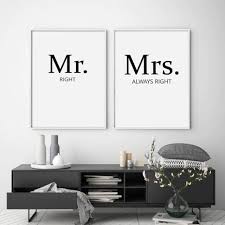 Find great deals on ebay for wall sticker home. Mr And Mrs Wall Art Posters Black White Fine Art Canvas Prints Minimalist Wall Art Nordicwallart Com