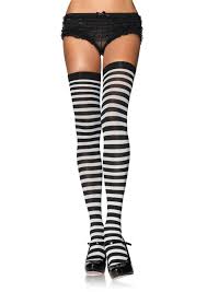 Black And White Stockings Black And White Striped Thigh High Tights Includes One Pair Of Black And White Striped Thigh High T Striped Stockings Black And White Tights Thigh High Tights