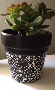 Black And White Flower Pots Hand Painted Black And White Terra Cotta Pot Etsy Terracotta Pots Painted Clay Pots Painted Flower Pots