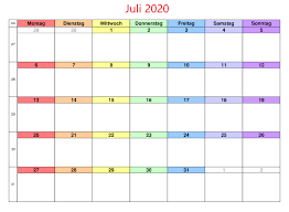 Kalender 2021 juli zum ausdrucken. 27 Kalender Juli 2020 Ideas Calendar Printables Calendar Template Calendar