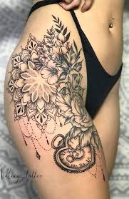 Black And White Floral Thigh Tattoo Pin By Kaitlyn Brumble On Tattoos In 2020 Floral Thigh Tattoos Hip Tattoos Women Thigh Tattoos Women