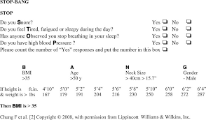 Image result for STOP-Bang Questionnaire