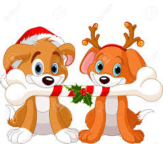 Cartoon dogs group on christmas time coloring vector. Two Christmas Dogs Holding Decorated Bone Royalty Free Cliparts Vectors And Stock Illustration Image 16297912