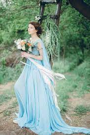 Serenity Bohemian Sky Blue Chiffon Wedding Dress Or Prom Dress Non Traditional Coloured Nontraditional Wedding Dress Blue Wedding Dresses Irish Wedding Dresses