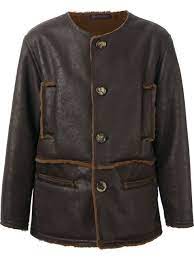 Gosha Rubchinskiy Faux Fur Lining Collarless Jacket Wok Store Farfetch Com Collarless Jacket Leather Jacket Men Leather Jacket With Hood