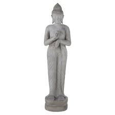 Noemi meditative standing buddha garden statue. Buddha Figur Fur Den Garten In Used Optik Grau H158cm Maracana Maisons Du Monde