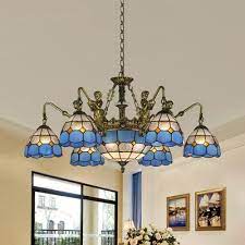 Dale tiffany burnt sienna mini pendant light. Tiffany Style Dome Chandelier Stained Glass 8 Lights Aged Brass White Pendant Lamp For Dining Room Beautifulhalo Com