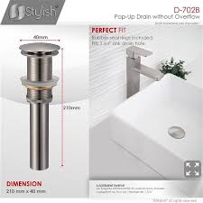Pfister® push & seal™ brushed nickel bathroom sink drain. Stylish Bathroom Vanity Sink Pop Up Drain Without Overflow Brushed Nickel D 702b Rona