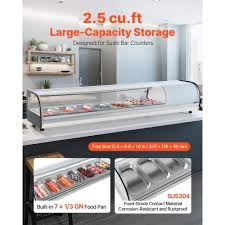 VEVOR Sushi Display Cases – 2.5 Cu.ft, 7-Pan Countertop