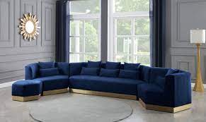 Marquis Navy Sofa 600 Meridian Furniture Fabric Sofas In 2021 Black Living Room Decor Furniture Design Living Room Black Sofa Decor
