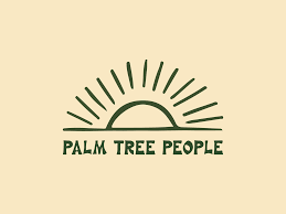 Beautiful tree logo created with flourishing leaves and floral elements that create the top canopy of company name designed in an elegant handwriting script to create a sophisticated and elegant cute, vibrant and whimsical tree logo design that uniquely incorporates a camp tent within the tree. Palm Tree People Brand And Apparel Design On Behance