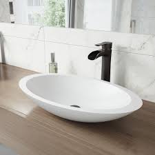 Vigo Wisteria White Matte Stone Vessel Bathroom Sink In White With Niko Vessel Faucet In Antique Rubbed Bronze Vgt1243 The Home Depot Vessel Sink Bathroom Bathroom Sink Faucets Bathroom Faucets