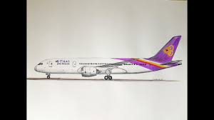 This drawing turned out quite alright. Speed Drawing Thai Airways Boeing 787 8 Youtube