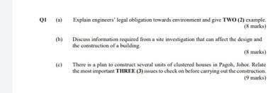 A contractual obligation can come in different forms, including the completion of certain tasks, avoidance of certain acts, delivery of products or services, and the payment of consideration. Solved Qi A Explain Engineers Legal Obligation Towards Chegg Com