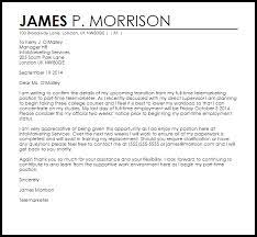Resignation Letter Example From Fulltime To Part Time Letter Samples Templates