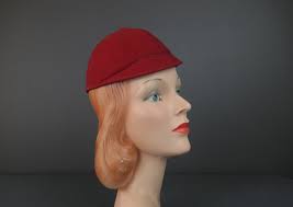 Cappello vintage in feltro rosso anni '40, stile fantino, creazione di New  York