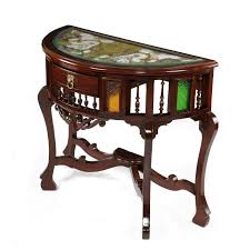 Console Table Teak Wood With Honey Brown Finish With Tanjore Painting Teak Wood Side Table Teak Wood Console Table