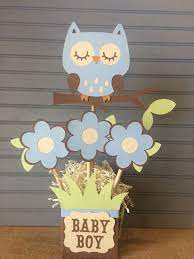 Owl Baby Boy Shower Centerpiece Etsy Boy Baby Shower Centerpieces Owl Baby Shower Theme Owl Baby Shower