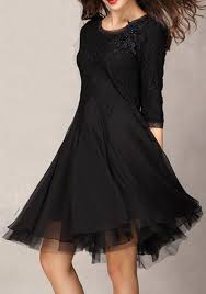 Black Plain Seven S Sleeve Ankle Wrap Lace Dress Fashion Lace Dress Beautiful Outfits